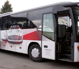 Busbeschriftung Audi Bus Neckarsulm