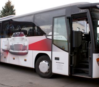 Busbeschriftung Audi Bus Neckarsulm